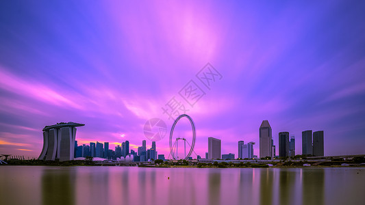 摩天轮全景新加坡滨海湾全景背景