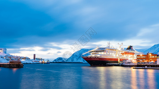 挪威海域北欧邮轮停靠码头背景