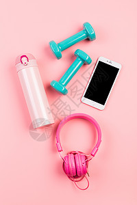 女性粉色健身静物背景背景图片