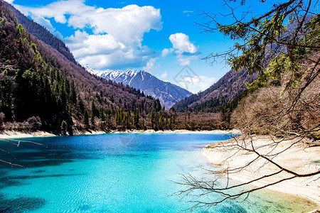 碧绿湖水九寨沟的水背景