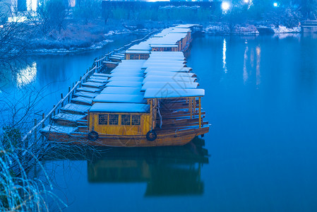 浙江乌镇雪后夜景高清图片