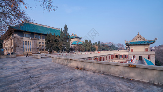 武汉大学樱顶建筑背景图片