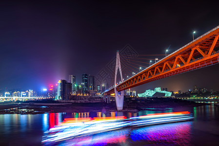 梦幻夜河重庆东水门大桥夜景背景