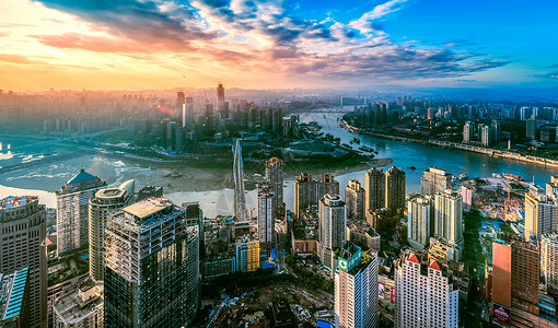 大楼夕阳重庆城市风光背景