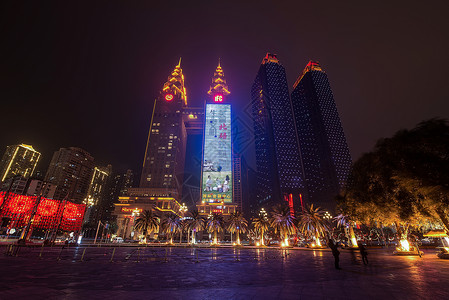 重庆喜来登广场夜景高楼高清图片素材