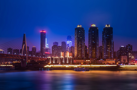 梦幻夜河重庆城市夜景背景