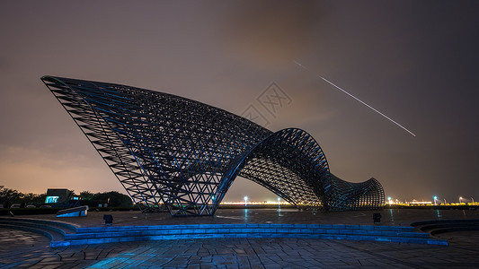 夜幕下的上海南汇嘴背景图片