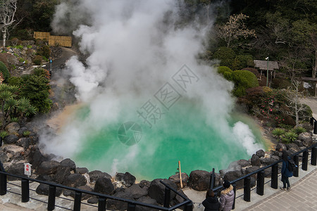 蒸汽旅游日本别府地狱温泉背景