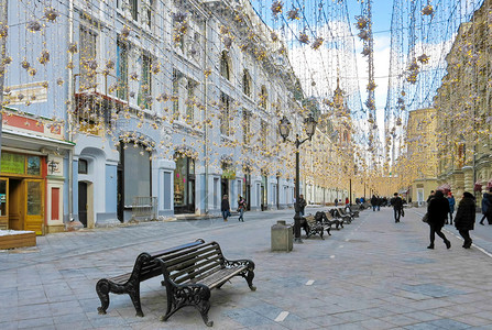 冬季莫斯科街景高清图片