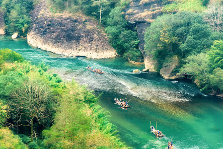 游人青山绿水游船 小暑背景