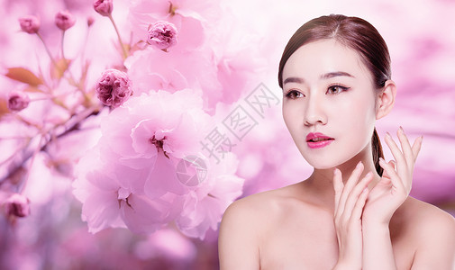 樱花护肤美容美女海报设计图片