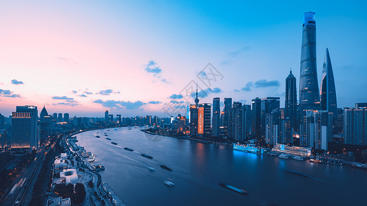 中国宫廷色上海外滩城市夜景背景