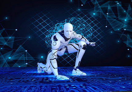 蓝色机器人背景人工智能设计图片
