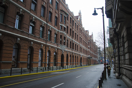 上海老外滩街道背景图片