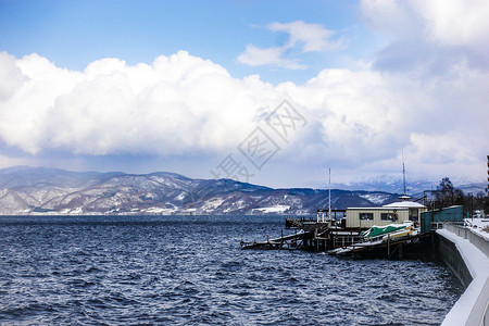 雪浪日本北海道洞爷湖风光图背景