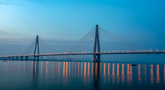 蓝色长素材武汉二七长江大桥夜景美图背景