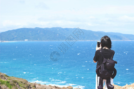 大海水滴素材女孩看海背景