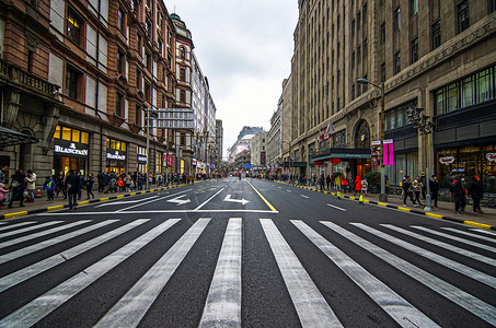 春熙路步行街上海外滩全景背景