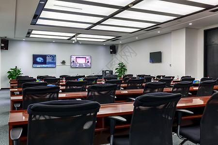 视频素材黑边宽敞明亮的电视电话会议室背景