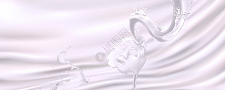 牛奶banner化妆品护肤品面膜类背景设计图片