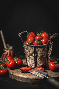 西红柿番茄广告有机连枝番茄千禧番茄小西红柿背景