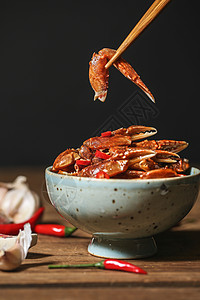 中式下酒菜美味香辣螃蟹爪背景图片