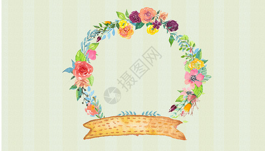 花儿标签花环植物花卉花环背景设计图片