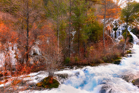秋天的瀑布高水流水图片素材