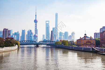 渡桥上海城市风光背景