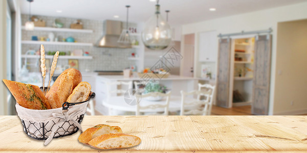 面包厨房厨房美食背景设计图片
