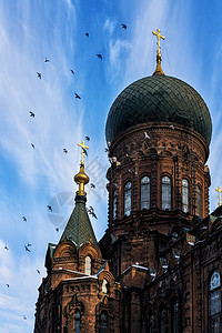 哈尔滨旅行圣索菲亚大教堂背景