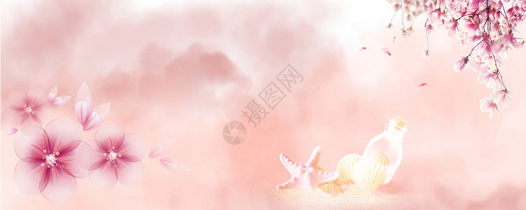 小花瓣粉色简约美妆背景设计图片