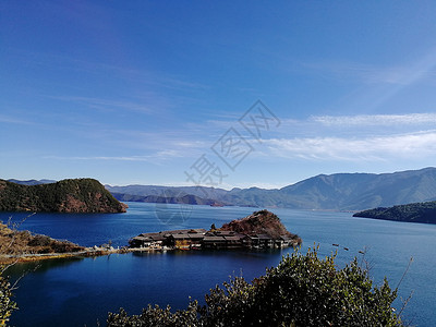 岛景湖光山色背景