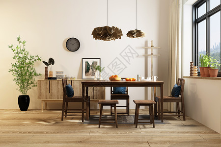 日式桌椅现代简约室内家居设计图片