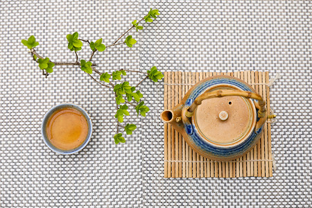 茶多酚一套日式茶具背景