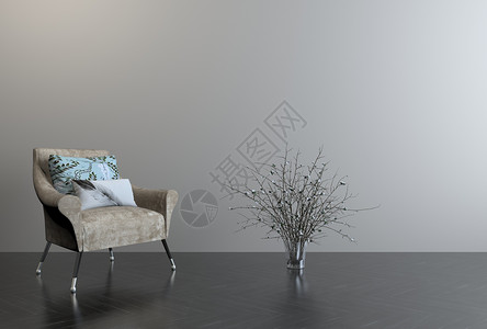 单椅盆栽创意组合背景图片