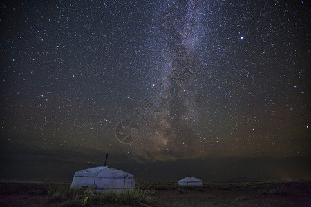 闪烁的星草原星空下的蒙古包背景