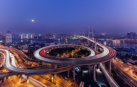 交通轨迹上海南浦大桥夜景背景