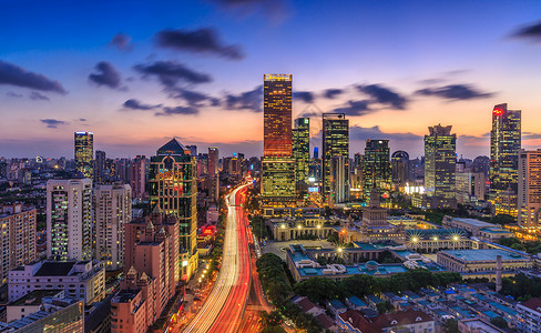 上海CBD嘉里中心夜景背景