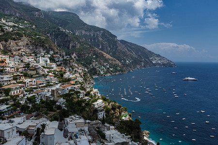 潘塔诺意大利著名旅游小镇阿马尔菲海岸线波西塔诺背景