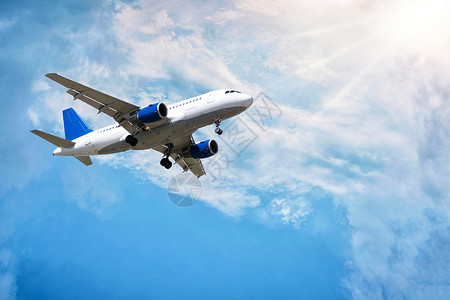 蓝天上的飞机科技航空背景设计图片