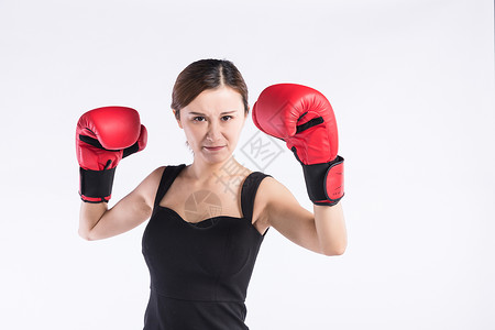 商务女性拳击青年职业女性拳击背景