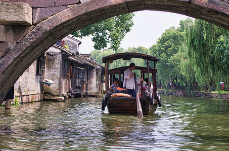 乌镇乌篷船背景图片