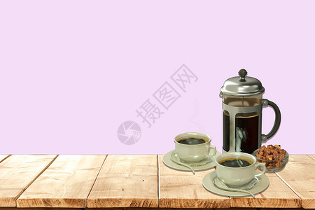 咖啡豆茶杯造型美食背景设计图片
