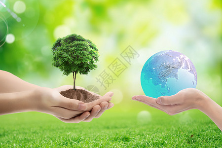 绿色地球艺术字地球日概念设计图片