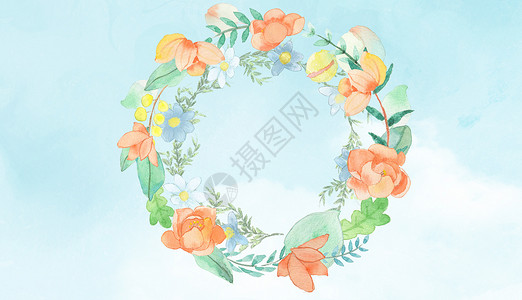 四叶草植物花环植物花卉花环背景设计图片