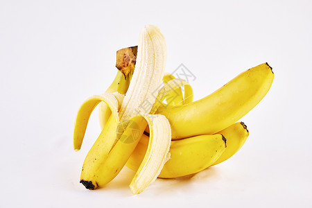 完整解剖剥开的香蕉与完整的香蕉背景