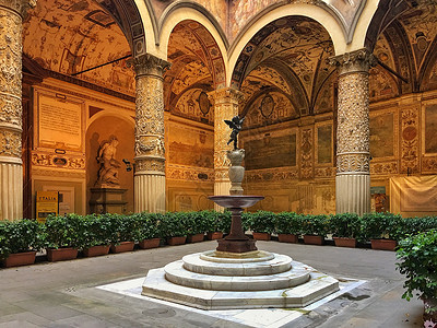 意大利喷泉意大利金碧辉煌的博物馆背景