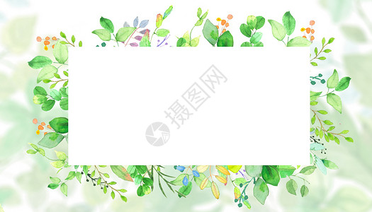 手绘花环边框植物花卉背景设计图片