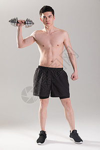 人物纹身素材健身男性手举哑铃肌肉塑型背景